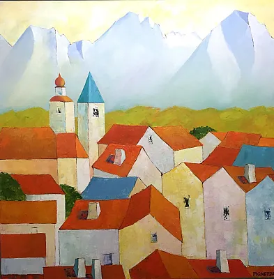 Kitzbühel Vorderstadt Öl/LW 100x100cm