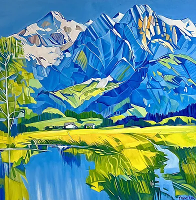 Scheffau Wilder Kaiser Öl/Lw 100x100cm
