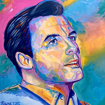Toni Sailer Öl/LW 100x100cm